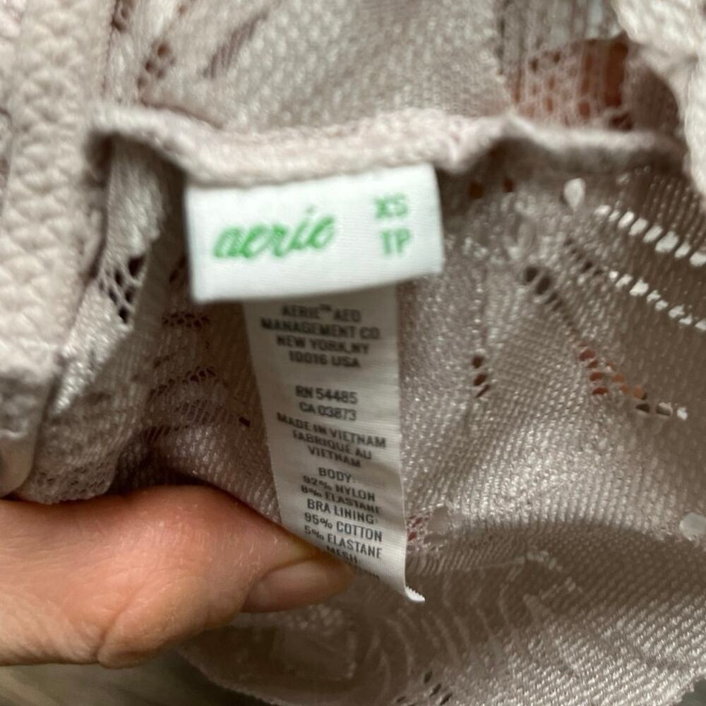 Aerie Lace Bralette XS Blush Pink Floral Wireless Bra Coquette Romantic - Picture 5 of 5